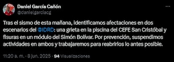 Director del IDRD informó lo